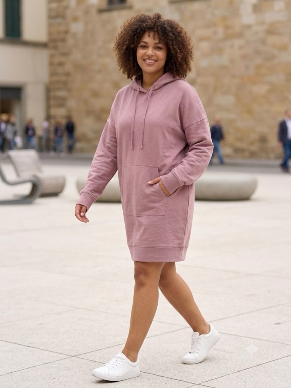 Eddie Bauer Dusty Rose Oversized Hoodie Camp Tunic Dress - Picture 4 of 10